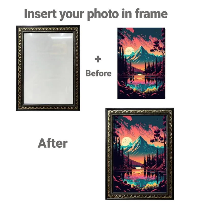 Maurvish Amazing Arts photo frame 6x8 inch, a5 photo frame, 6x8 photo frames, 6x8 photo frames for wall, small photo frame, photo frame collage, Black & Golden frame - set of 4