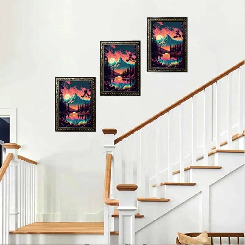 Maurvish Amazing Arts photo frame 6x8 inch, a5 photo frame, 6x8 photo frames, 6x8 photo frames for wall, small photo frame, photo frame collage, Black & Golden frame - set of 4