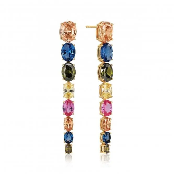 Multicoloured Zirconia Ellisse Lungo Otto Earrings SJ-E2324-XCZ-YG