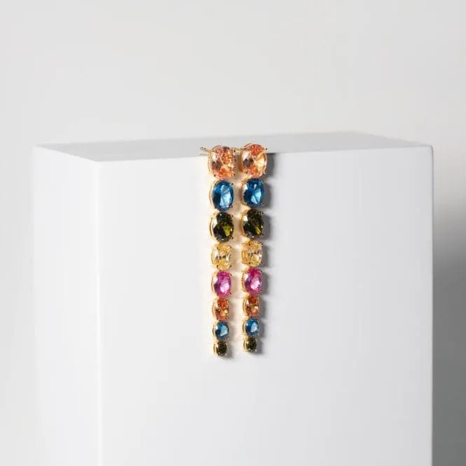 Multicoloured Zirconia Ellisse Lungo Otto Earrings SJ-E2324-XCZ-YG