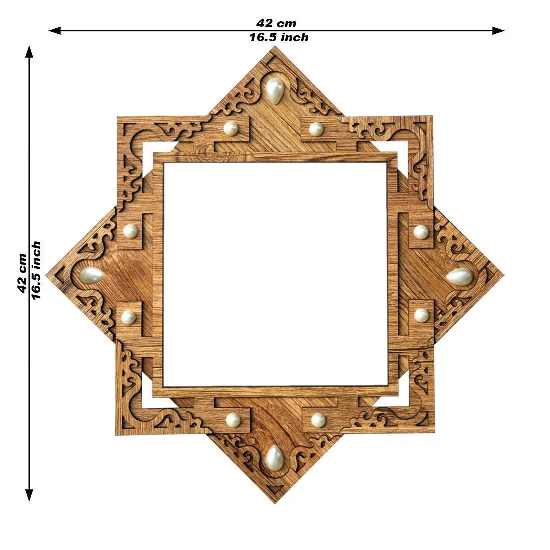 PnF Star Shaped Wooden Frame with Photo of Sunrise Landscape (16.5x16.5inch,Multicolour,Wood)