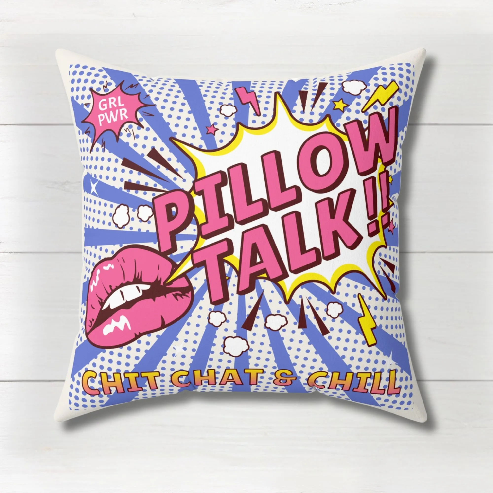Pop Art Teenager Pillow Talk cover, Colorful Teen Bedroom Decor