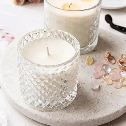 Premium Rose Aromatherapy Candle in Crystal Jar- 100% Pure Soy Wax, Natural Fragrance for Relaxation and Tranquility | Smoke-Free | Rose Fragrance Candle for Home & Gift Sets (340G (4 * 85G))