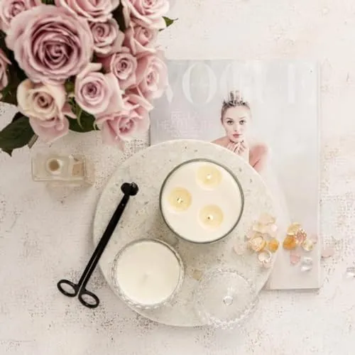 Premium Rose Aromatherapy Candle in Crystal Jar- 100% Pure Soy Wax, Natural Fragrance for Relaxation and Tranquility | Smoke-Free | Rose Fragrance Candle for Home & Gift Sets (340G (4 * 85G))