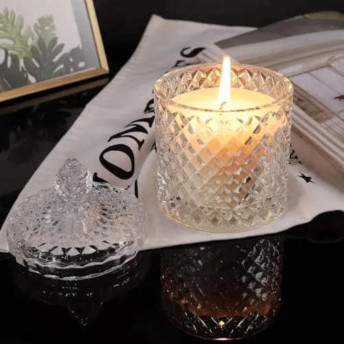 Premium Rose Aromatherapy Candle in Crystal Jar- 100% Pure Soy Wax, Natural Fragrance for Relaxation and Tranquility | Smoke-Free | Rose Fragrance Candle for Home & Gift Sets (340G (4 * 85G))