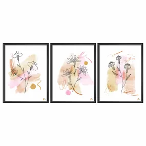 Printality Flower painting image wall photo frame|12x16 Inches|wall and home décor (pack of 3) |printality|