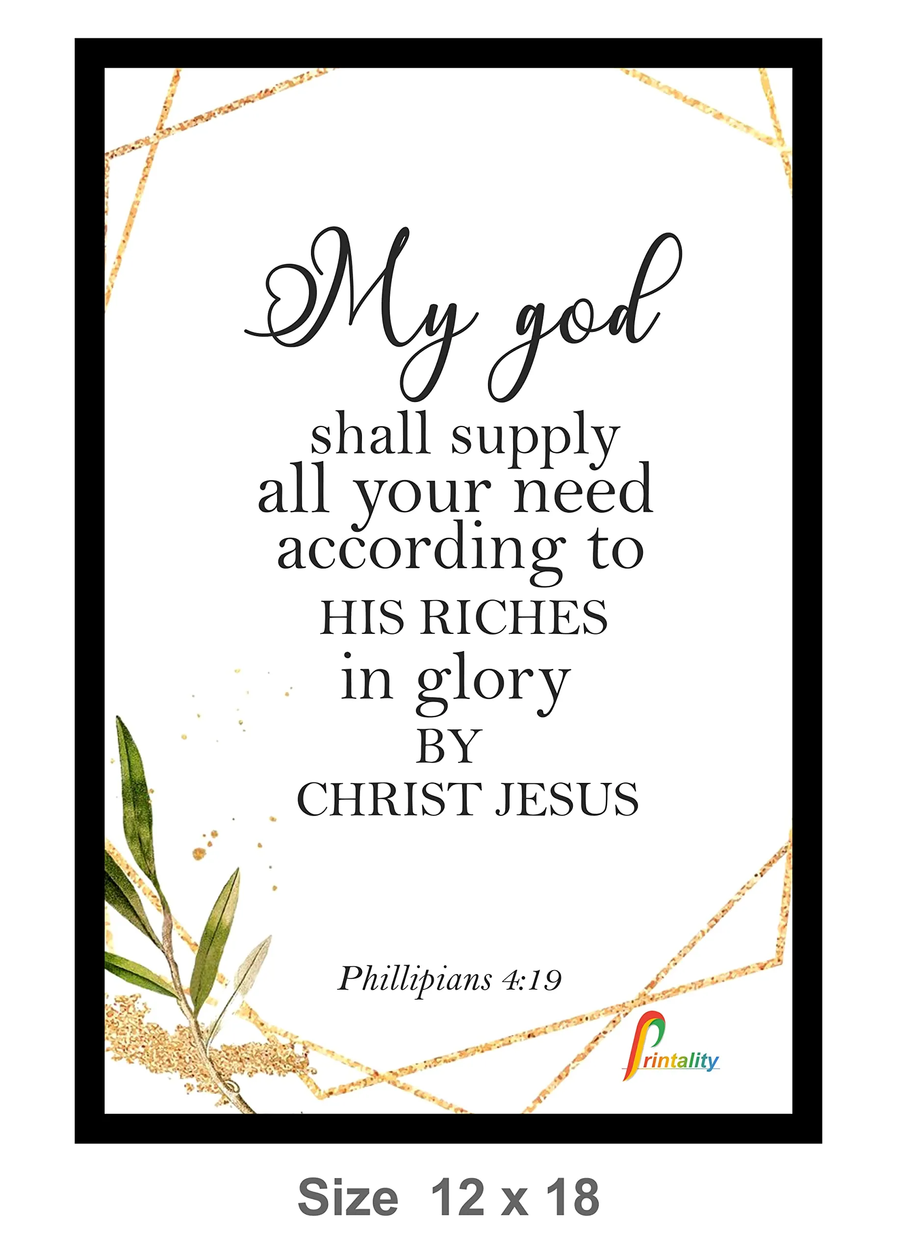 Printality Wall Photo Frame My god Shall Supply Bible Verse Printed Wall Hanging Photo Frame for Home Photo Frames for wall dacoration