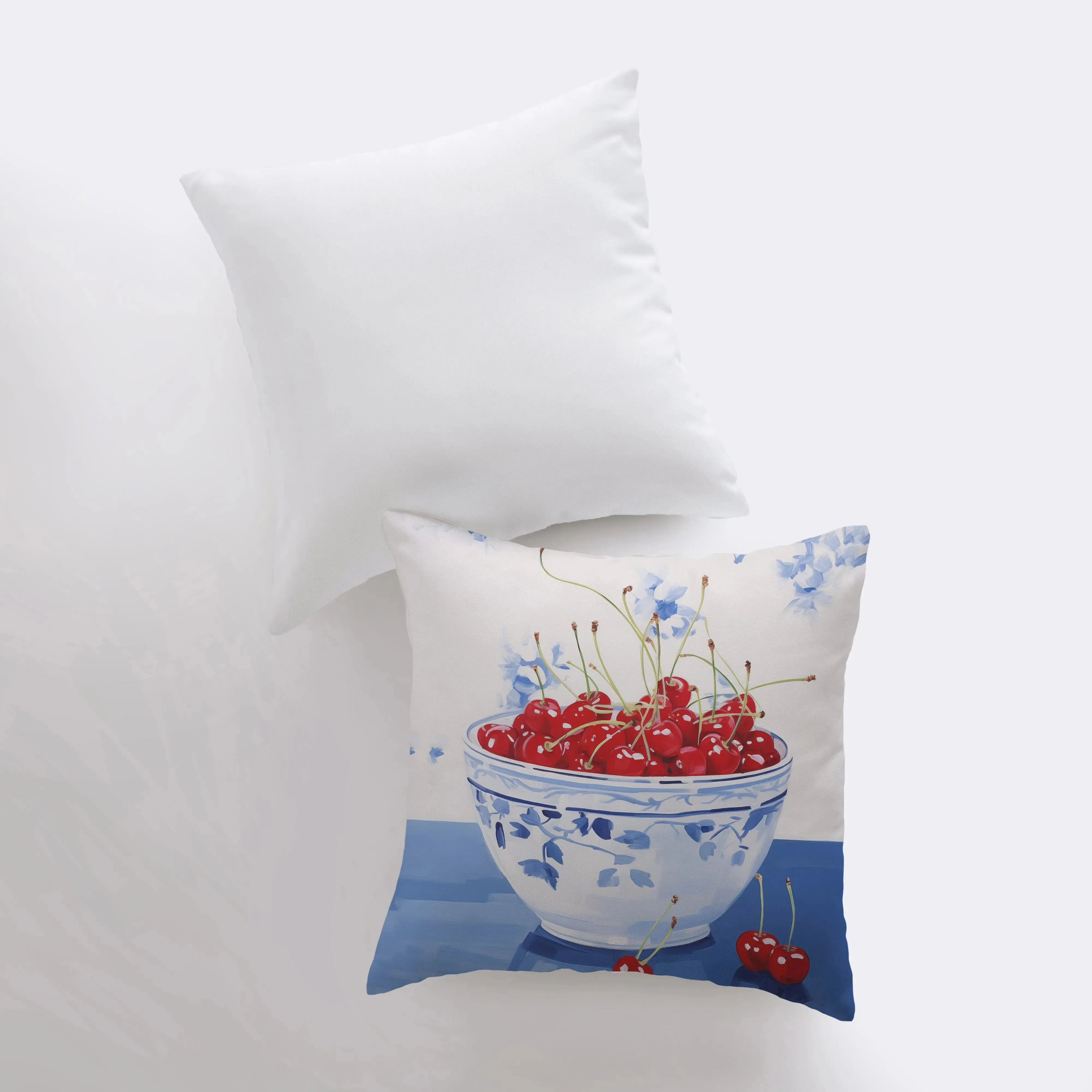 Red Cherry Bowl | Gouache Painting | Food Pillow | Fruit | Abstract Still Life | Throw Pillow | Home Decor | Gift for Her | Pillow Cover