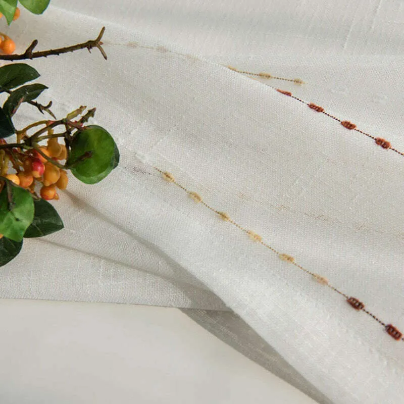 Rémy Colorful String Rain Stitched Semi - Shading Curtains - White