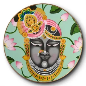 SAF Large Round shreenath ji Pichwai Wall Painting with golden frame Vinyl Sparkle laminated||Home décor Painting,Living Room, Bedroom,Office Room Decor - Painting for Wall Decoration GR-06