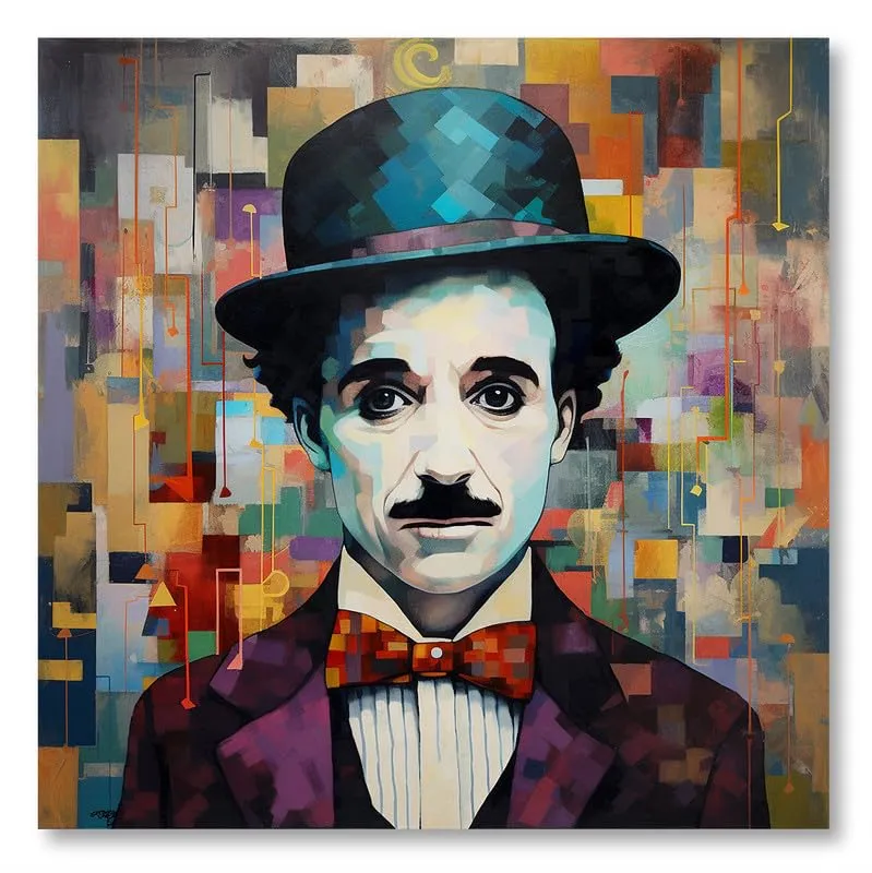 SAF paintings Wooden Framed Charlie chaplin Canvas Wall Painting for Home Décor And Office||For Bedroom,Living Room Home wall and Office Interior 24X24Inch and Office CR-255