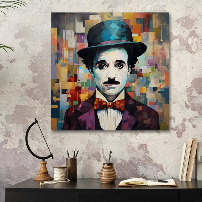 SAF paintings Wooden Framed Charlie chaplin Canvas Wall Painting for Home Décor And Office||For Bedroom,Living Room Home wall and Office Interior 24X24Inch and Office CR-255