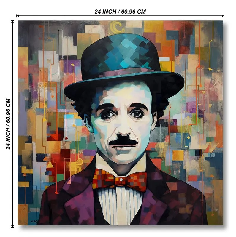 SAF paintings Wooden Framed Charlie chaplin Canvas Wall Painting for Home Décor And Office||For Bedroom,Living Room Home wall and Office Interior 24X24Inch and Office CR-255