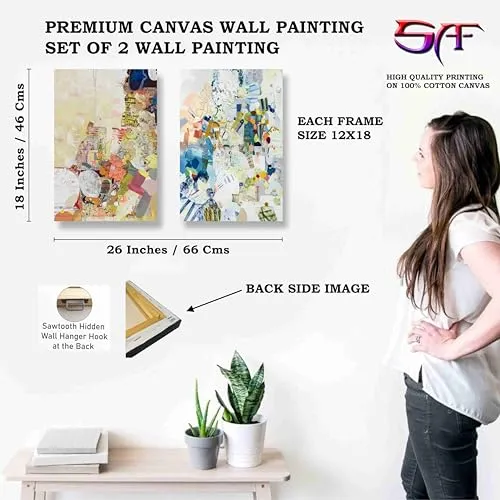 SAF set of 2 modern art canvas Wall Paintings For Home Decoration | Abstract framed Canvas Painting | Canvas Painting For Wall Decoration 12 inch x 18 inch CV-38016