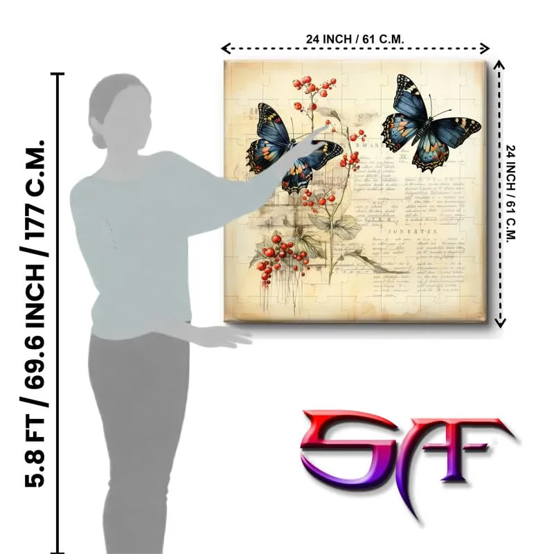 SAF Wooden Framed Butterflies Canvas Wall decor Painting for Home and office || Home décor Painting,Living Room, Bedroom,Office Room Decor - Painting for Wall DecorationCV-38094