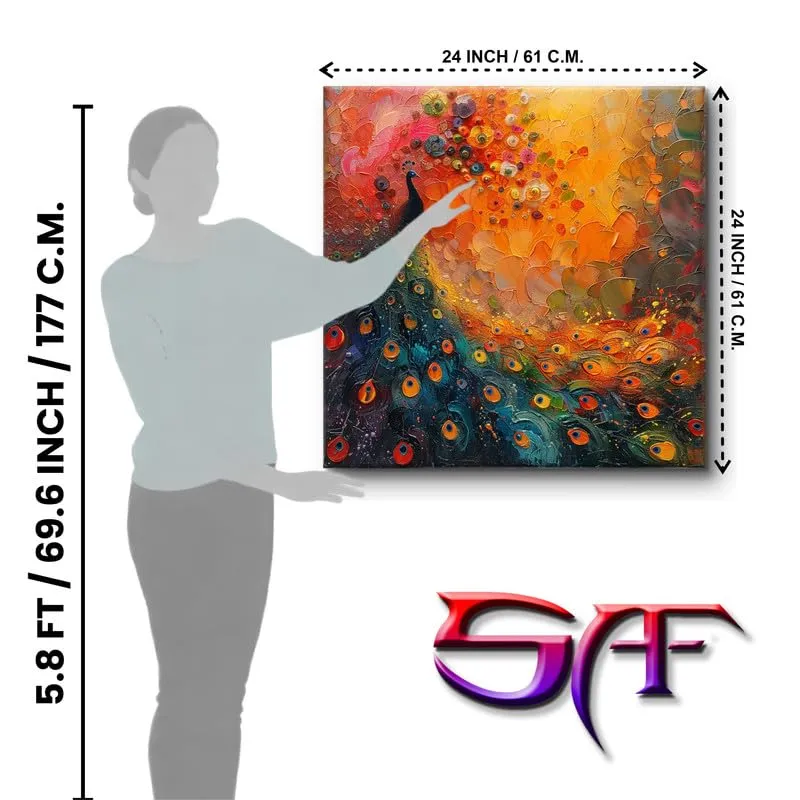 SAF Wooden Framed Peacock Canvas Wall decor Painting for Home and office || Home décor Painting,Living Room, Bedroom,Office Room Decor - Painting for Wall DecorationCV-38099