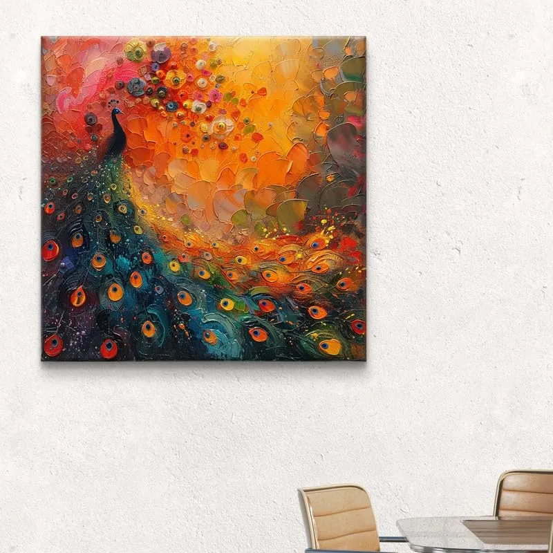 SAF Wooden Framed Peacock Canvas Wall decor Painting for Home and office || Home décor Painting,Living Room, Bedroom,Office Room Decor - Painting for Wall DecorationCV-38099
