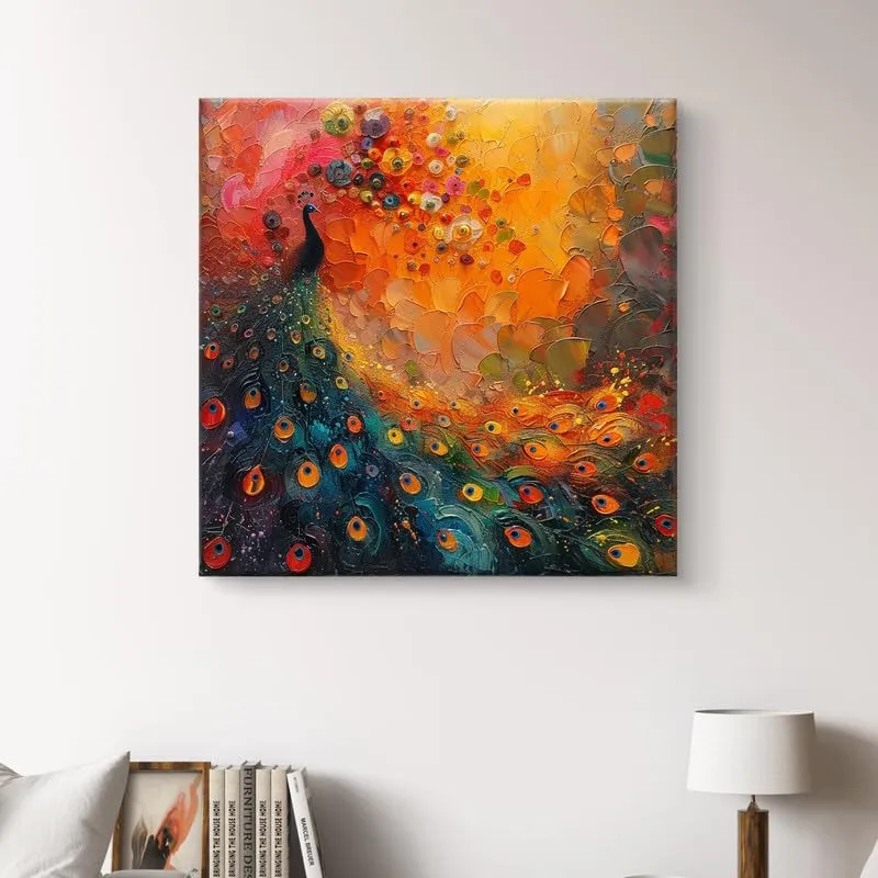 SAF Wooden Framed Peacock Canvas Wall decor Painting for Home and office || Home décor Painting,Living Room, Bedroom,Office Room Decor - Painting for Wall DecorationCV-38099