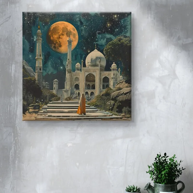 SAF Wooden Framed Taj Mahal Canvas Wall decor Painting for Home and office || Home décor Painting,Living Room, Bedroom,Office Room Decor - Painting for Wall DecorationCV-38147