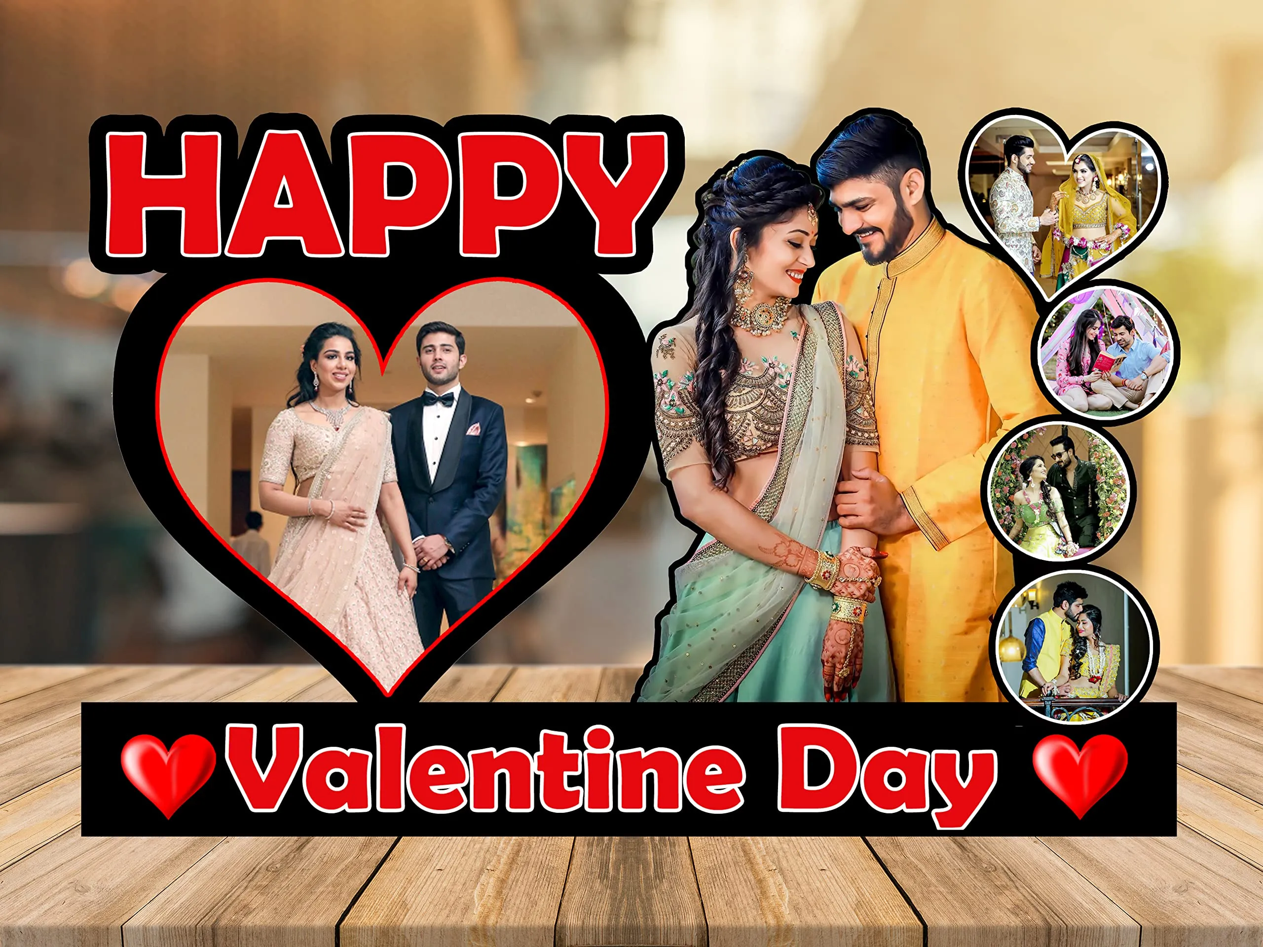 Shri Kanth Art® Customized Happy Anniversary Day Photo Frame with Standing Cut Out For Couple and Lover