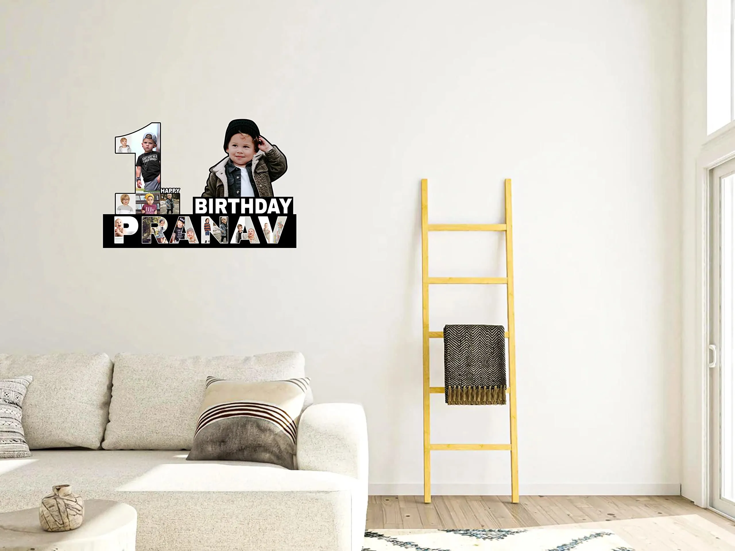 Shri Kanth Art Personalized | Customized 1st Birthday Photo Cutout Frame & Name - Customized Baby Photo Frame - Best Gift for Birthday Boy Girl - My First Year Kid Frame - Wooden Cutout Frame for Wall (11 x 17 Inch)