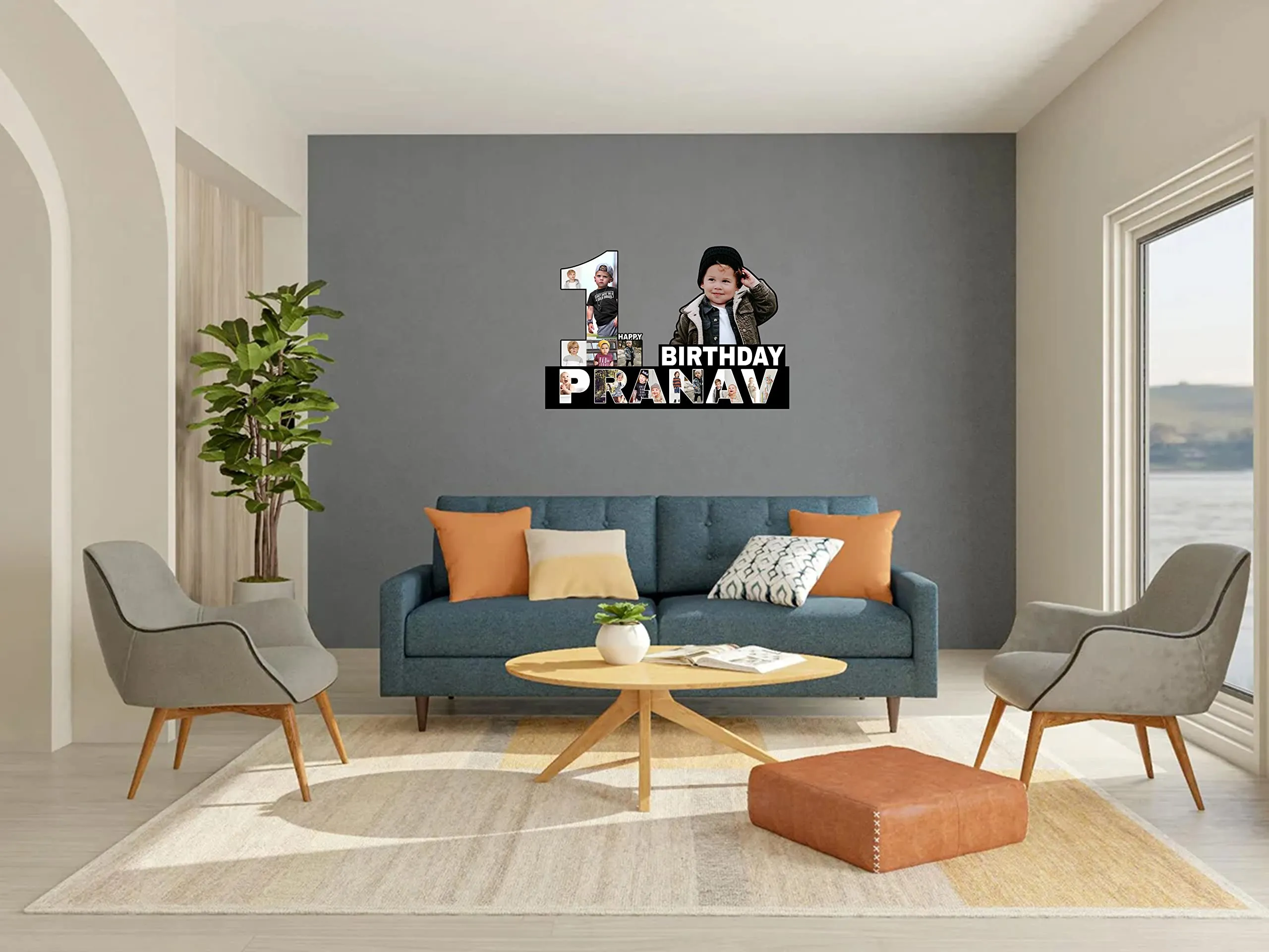 Shri Kanth Art Personalized | Customized 1st Birthday Photo Cutout Frame & Name - Customized Baby Photo Frame - Best Gift for Birthday Boy Girl - My First Year Kid Frame - Wooden Cutout Frame for Wall (11 x 17 Inch)