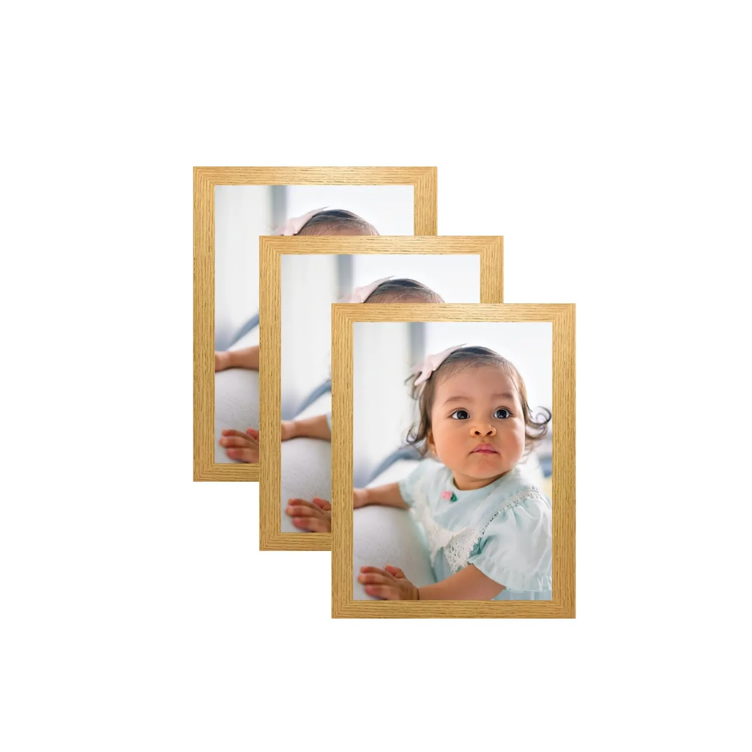 SJM Enterprises Collage Family Photo Frames, Set of 3, Wall Hanging Size- A-4 BROWN WOOD
