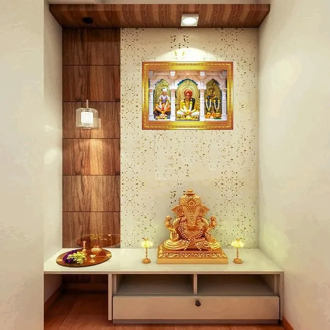 S.K Sadguru Sant Shri Balumama Admapur Golden Photo Frame For Wall/Table/Pooja Room/Mandir Photo Frame Without Glass (10 x 14 inches)