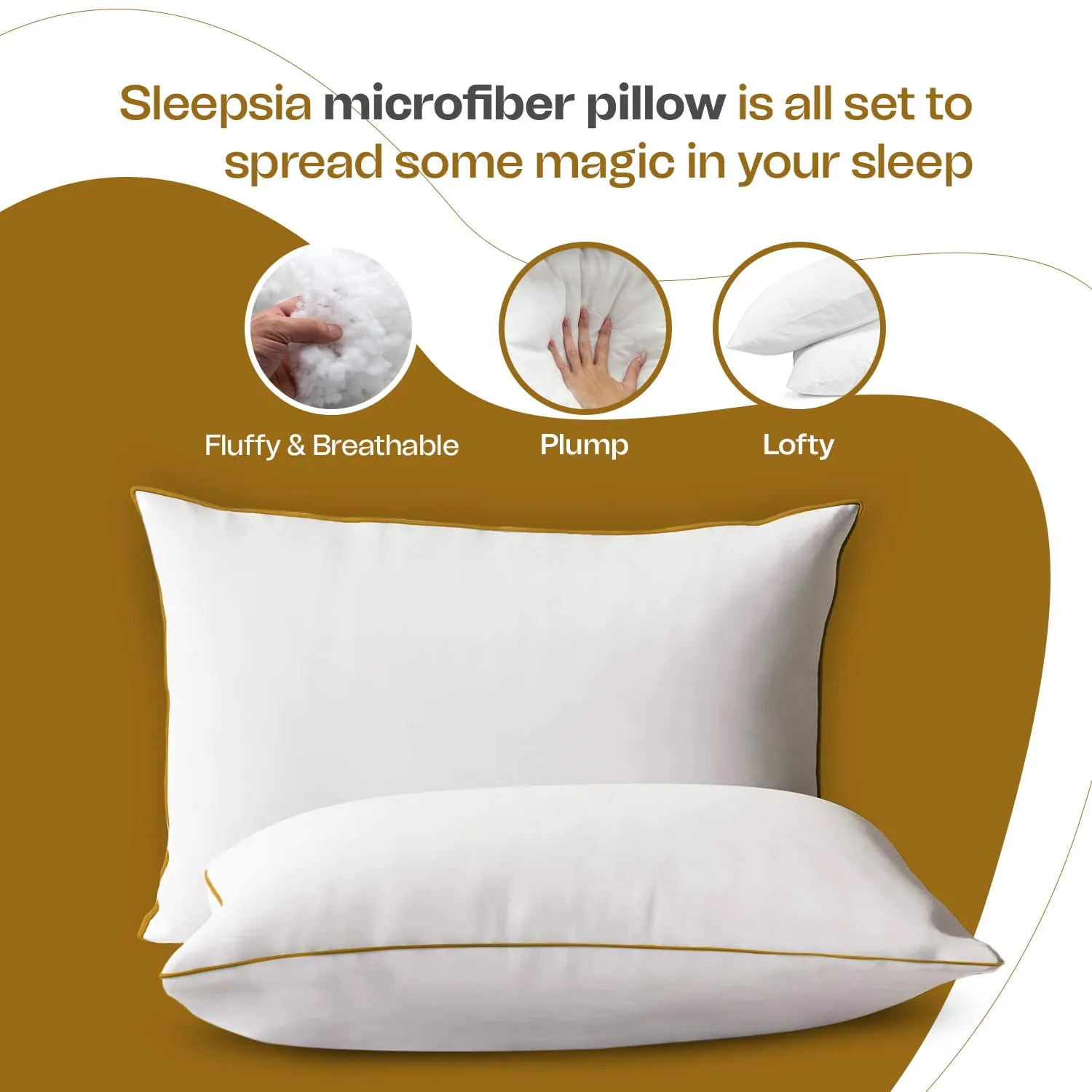 Sleepsia Large Fluffy Ultra Soft Hotel Pillows for Sleeping, Down Alternative-Microfiber Pillow for Side Back and Front Sleeper (Pack of 2) 17" X 27"