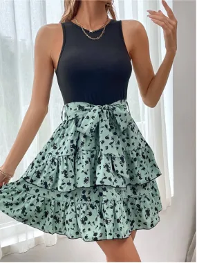 Sleeveless Printed Vest Dress