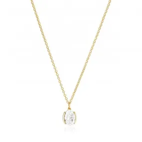 White Zirconia Ellisse Carezza Necklace SJ-N2353-CZ-YG