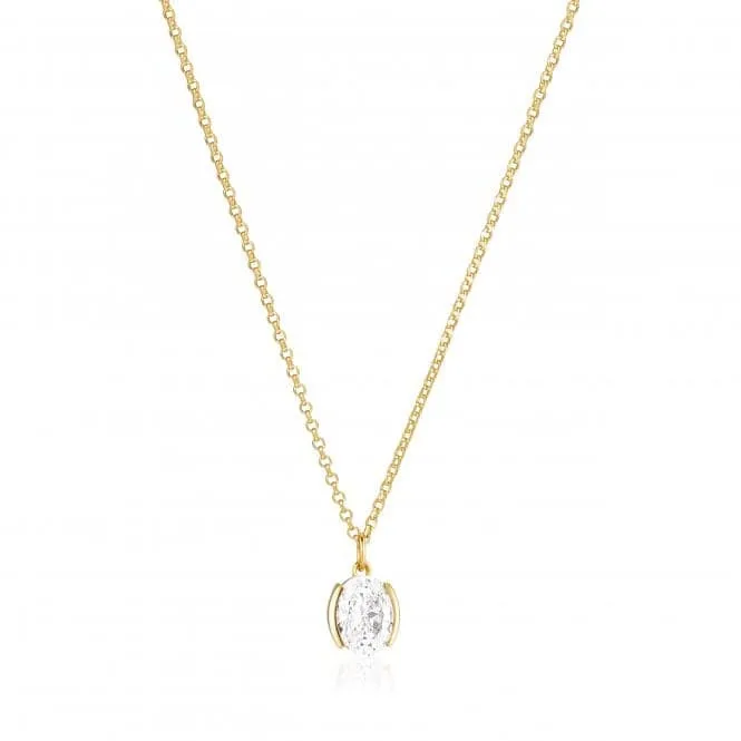 White Zirconia Ellisse Carezza Necklace SJ-N2353-CZ-YG
