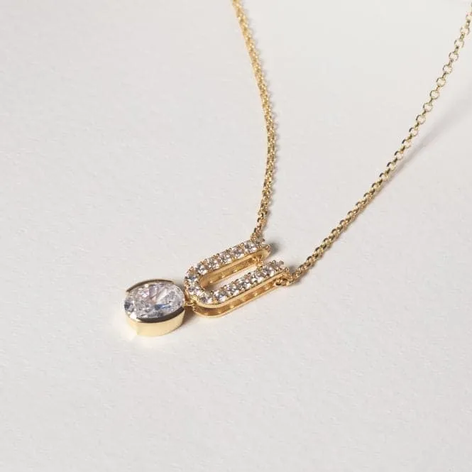 White Zirconia Ellisse Carezza Uno Necklace SJ-N2354-CZ-YG