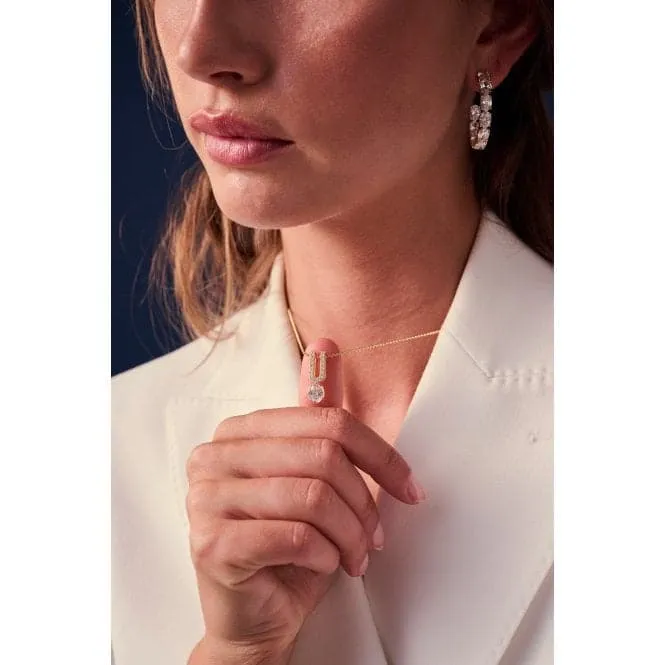 White Zirconia Ellisse Carezza Uno Necklace SJ-N2354-CZ-YG