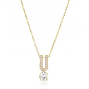 White Zirconia Ellisse Carezza Uno Necklace SJ-N2354-CZ-YG
