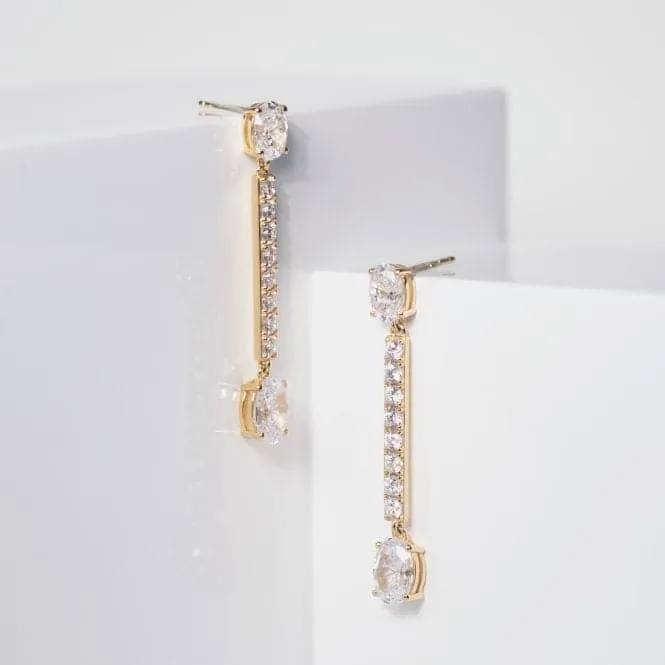 White Zirconia Ellisse Lungo Earrings SJ-E2322-CZ-YG