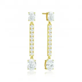 White Zirconia Ellisse Lungo Earrings SJ-E2322-CZ-YG