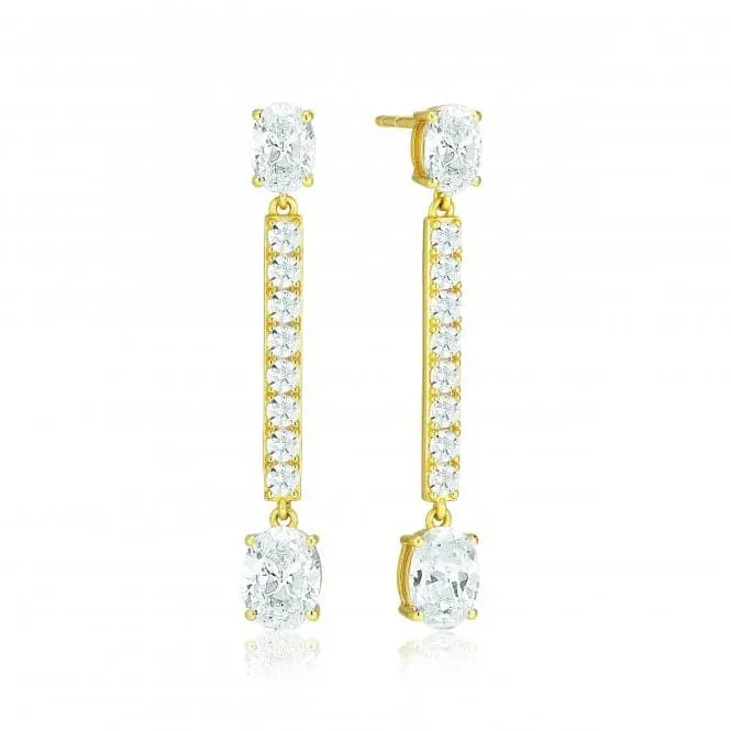 White Zirconia Ellisse Lungo Earrings SJ-E2322-CZ-YG